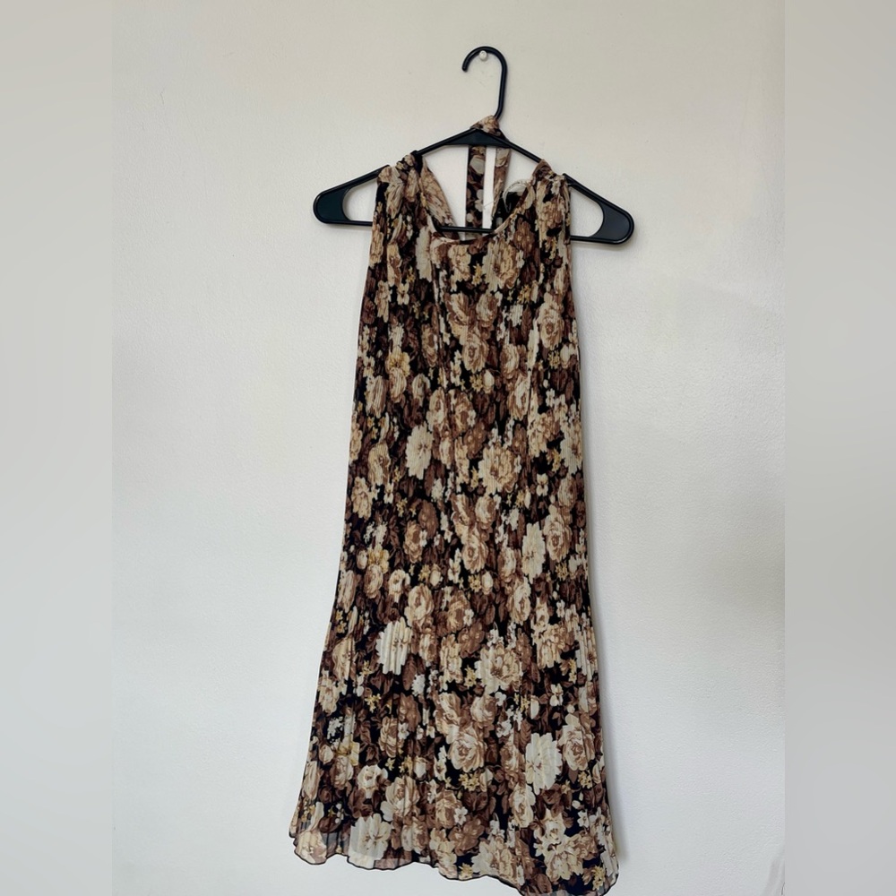 Abercrombie Floral Sleeveless Dress - Brown and Cream